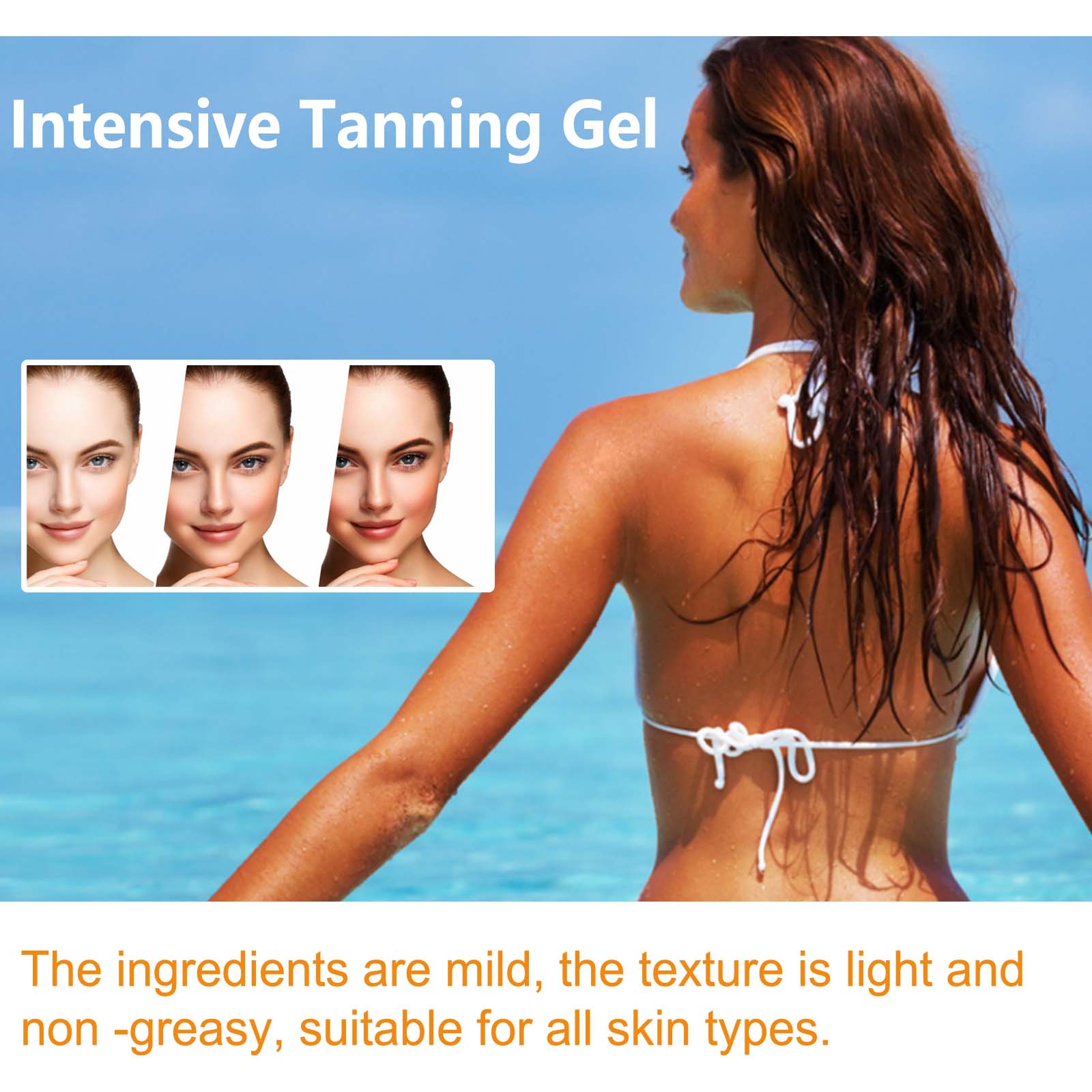 OceAura Intensive Tanning Gel, Sun Free Black Summer Beach Natural Wheat - Colored Moisturizing Body Care - 5 - CJ