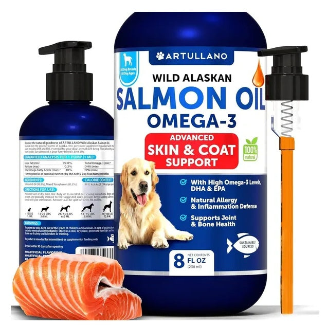 Salmon Oil For Dogs 3 For Dogs 8 FL OZ Wild Alaskan Salmon Fish Oil - 5 - CJ