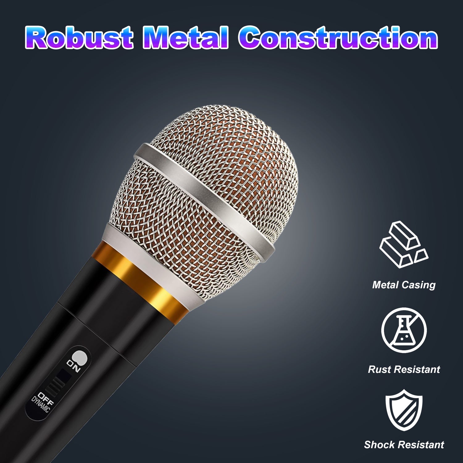 1Pc Handheld Dynamic Microphone Wired XLR Microphone With On Off Button 13ft Detachable XLR Cable Professional Studio Live Performance Cardioid Mic For For Karaoke Vocals Podcasting Recording - 5 - CJ