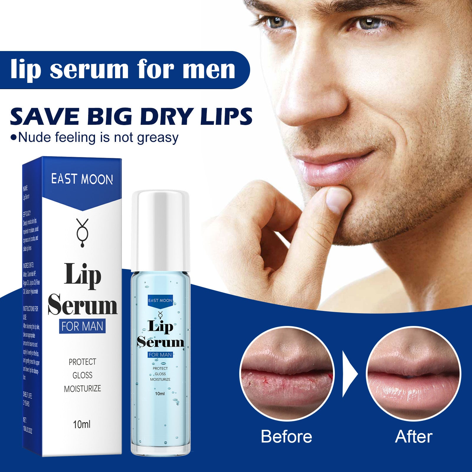 EAST MOON Lip Essence Roller Ball Liquid Nourishes And Lightens Lip Lines, Prevents Dry, Cracked And Dead Skin, Plumps And Moisturizes Lips - 5 - CJ