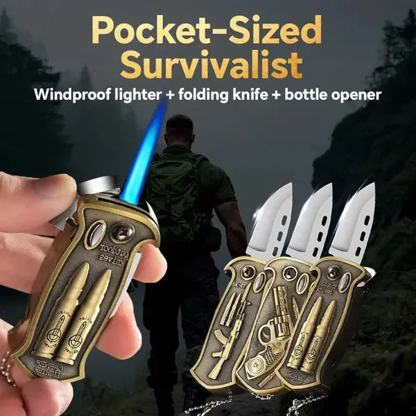 1pc 3 - in - 1 Lighter, Butane Lighter, Bottle Opener Lighter, Outdoor Emergency Lighter, Tactical Design Engraved Lighter, Portable Lighter For Camping, Hiking, Survival, Perfect Gift For Father, Husband - 5 - CJ