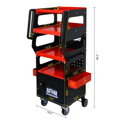 4 LEVEL MULTI PURPOSE TROLLEY FOR DIAGNOSTICS - BLACK RED - 5 - CJ