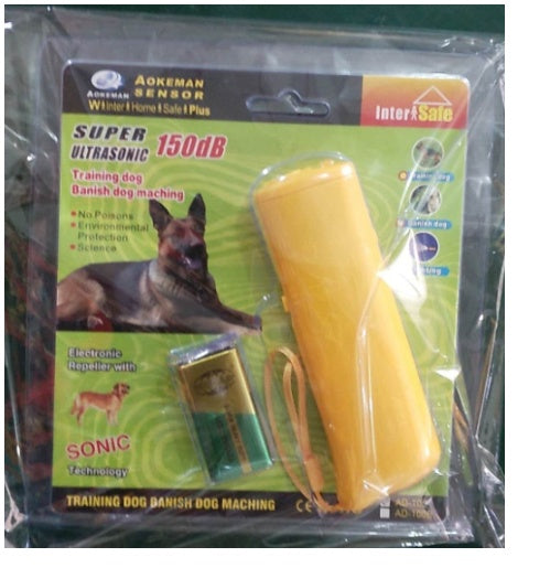 3 - in - 1 Anti Barking Dog Training Device Ultrasonic Dog Training Repeller LED Flashlight - 0 - CJ - Yellow with Packaging bag - CJJJCWGX00011 - Yellow with Packaging bag