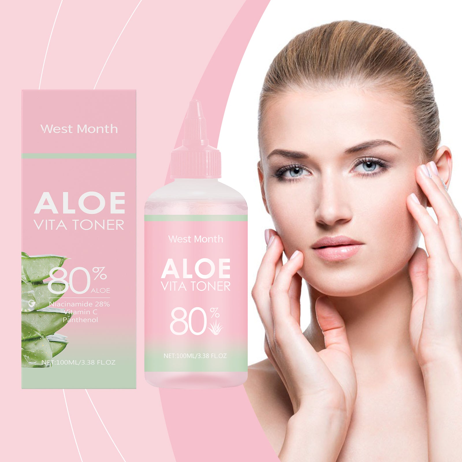 West&Month Aloe Vera Moisturizing Water, Repair Facial Skin Hydrating, Moisturizing, Clear, Elastic And Improve The State - 5 - CJ