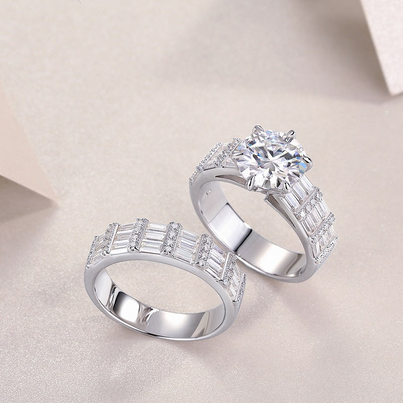 1Vanilla - A Fashionable And Luxurious Jewelry Piece Set With 3 - carat Moissanite S925 Sterling Silver And Platinum - plated Diamond Prohibit TikTok sales - 5 - CJ