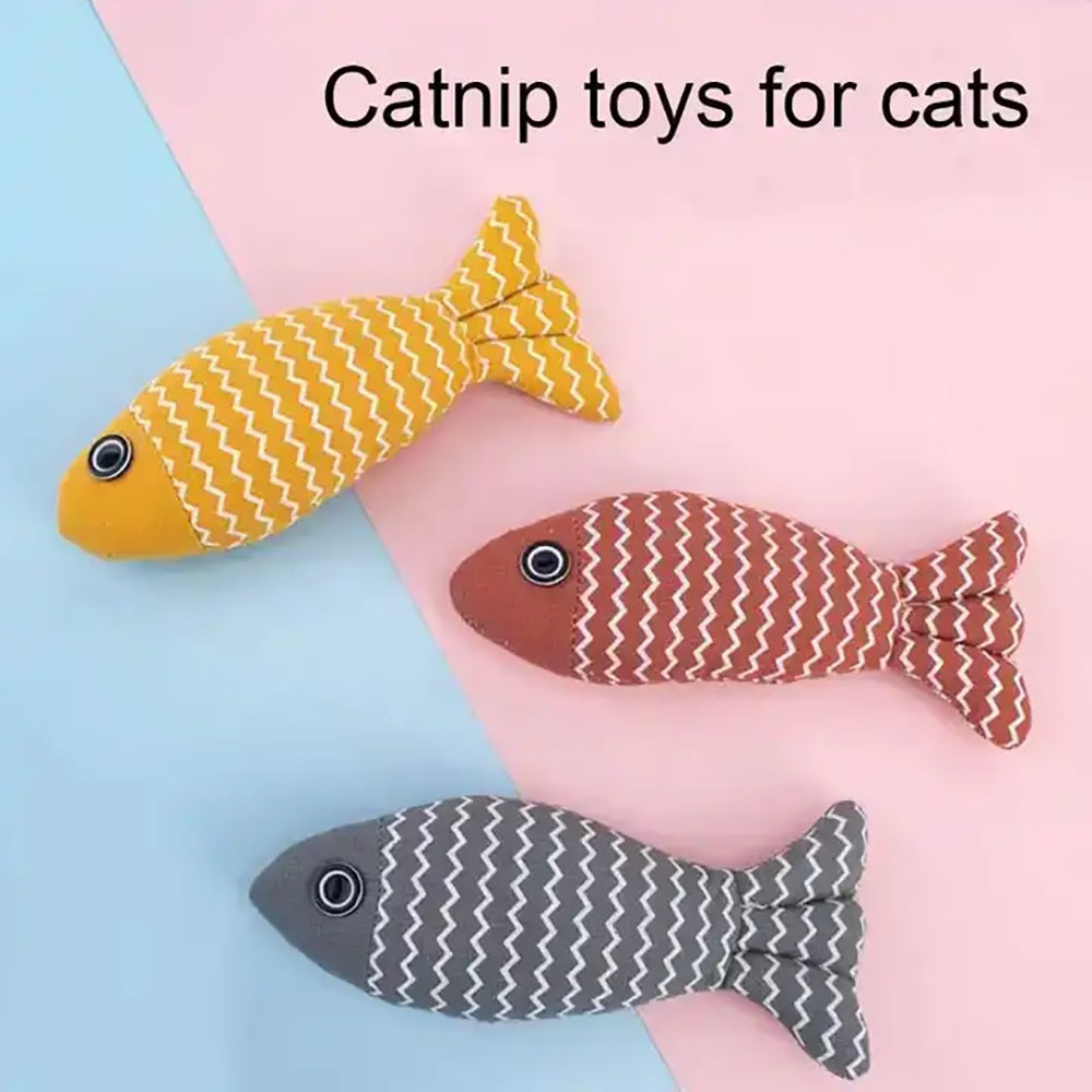 Burlap Fish Catnip Cat Toy, Throw Pillow, Teething Cat Toy, Fancy Cat Toy, Tough Bite, Sturdy Cat Toys Catnip Crinkle Sound Toys Soft And Durable, Interactive Cat Kicker Toys For Indoor Kitten - 5 - CJ
