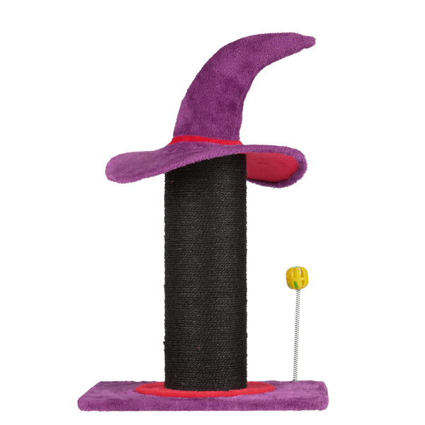 Wizard Hat Cat Scratching Post With Spring Ball Toy For Indoor Cats, Halloween Spooky Cat Scratcher, Purple - 5 - CJ