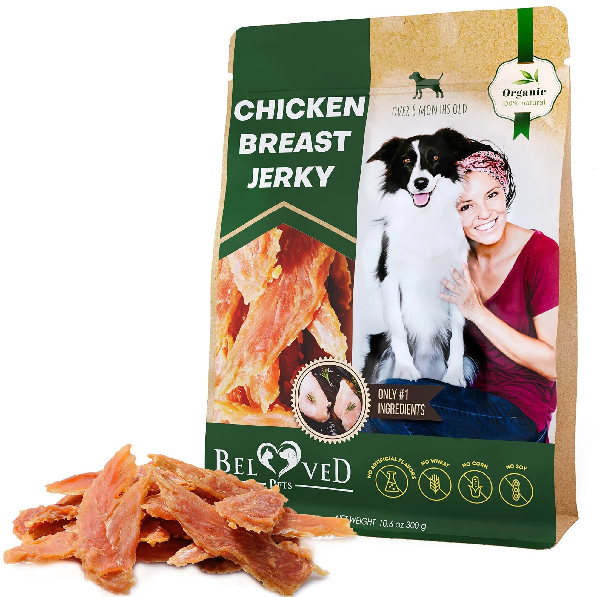 Chicken Jerky Dog Treats All Natural And Organic Healthy Snacks For Large & Small Dogs Grain Free And High Protein Human Grade Pet Chews 300 Gram - 5 - CJ