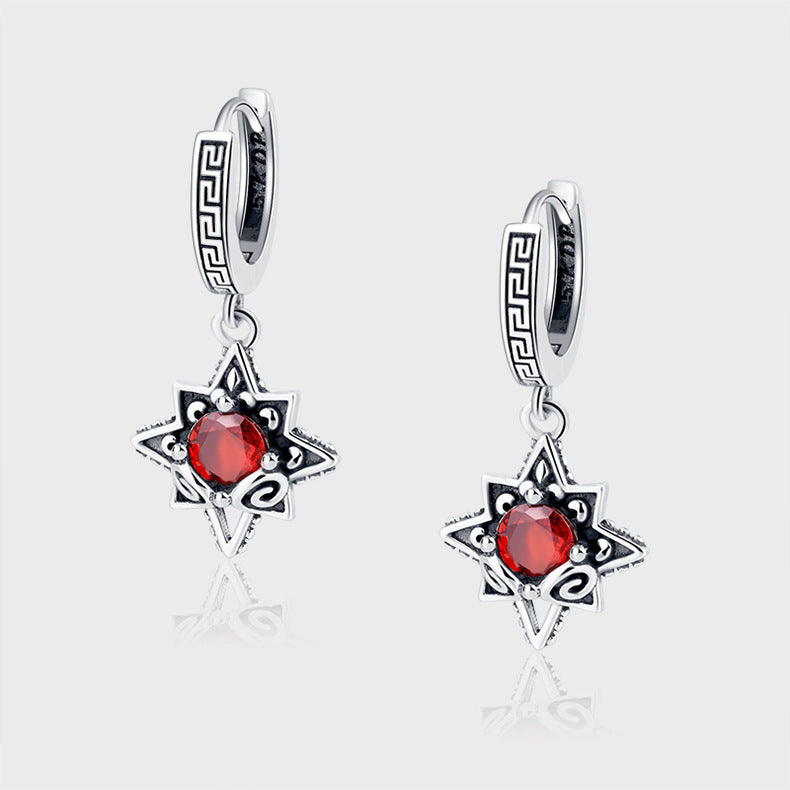 Six Star Star 925 Silver Ear Pendant Earring Jewelry Girl - 4 - CJ