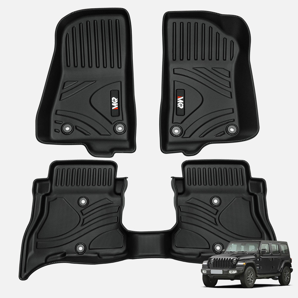 MKR Non - Slip Durable TPE ECO Car Floor Mat Compatible With Jeep Wrangler JL 4xe Not For 2 Door And JL Unlimited Models 2021 - 2024 3 PCS - 5 - CJ