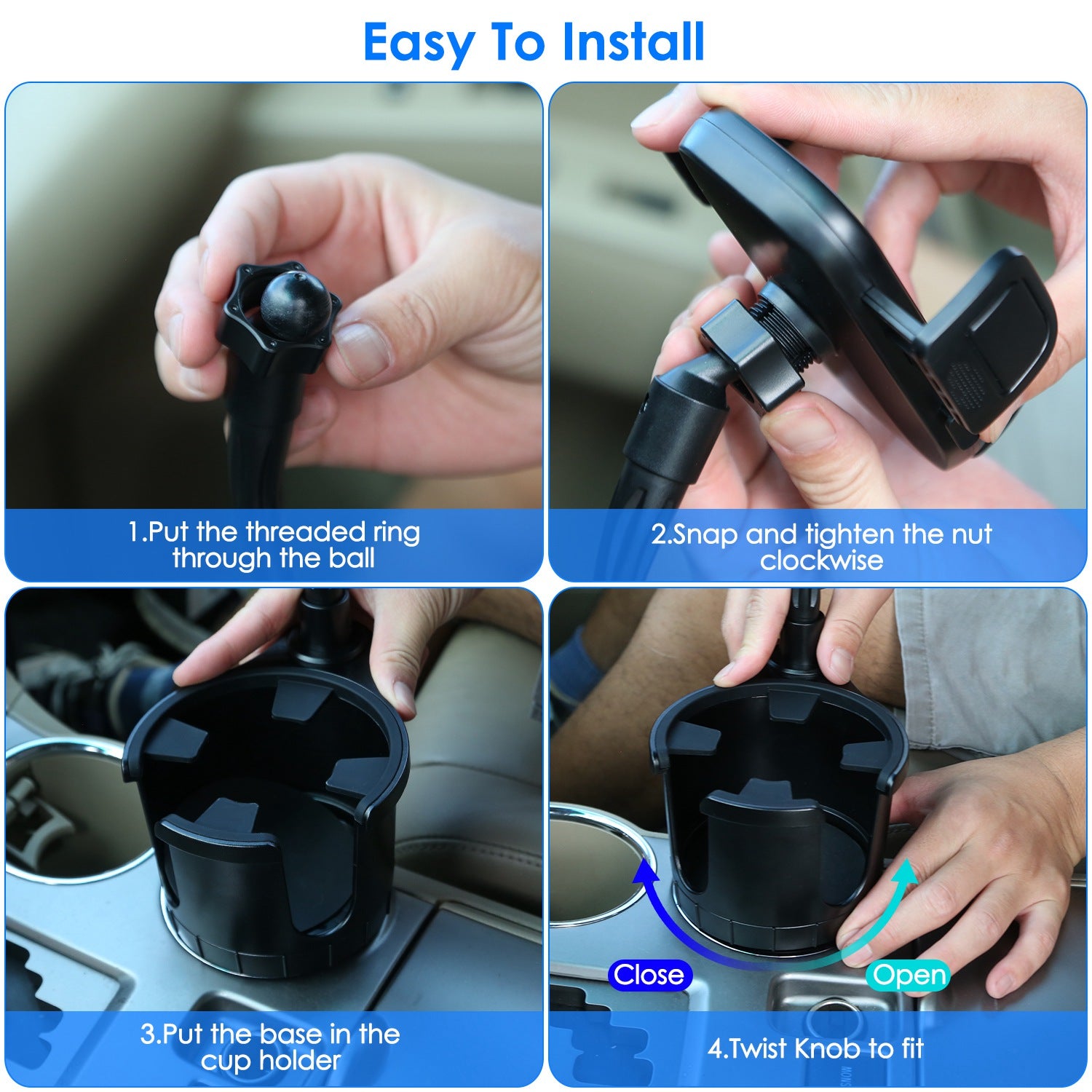 1Pc 2 In 1 Car Cup Phone Holder Automotive Drink Holder With 360 Degree Rotating Gooseneck Phone Mount Adjustable Base Fit For Most Phones Cups Vehicles - 5 - CJ