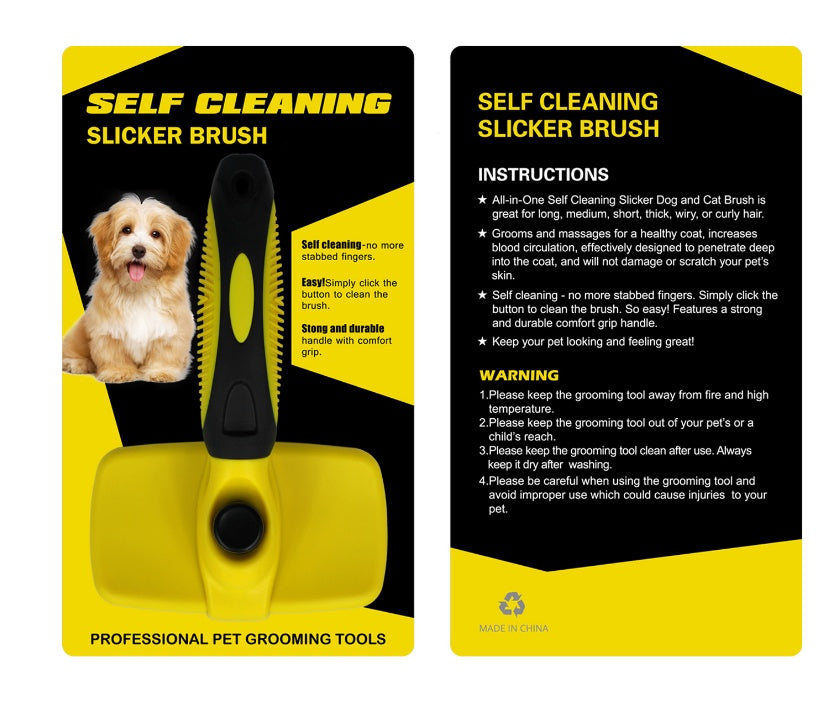 Pet Self Cleaning Slicker Brush - 0 - CJ - Yellow - CJJJCWGY01068 - Yellow
