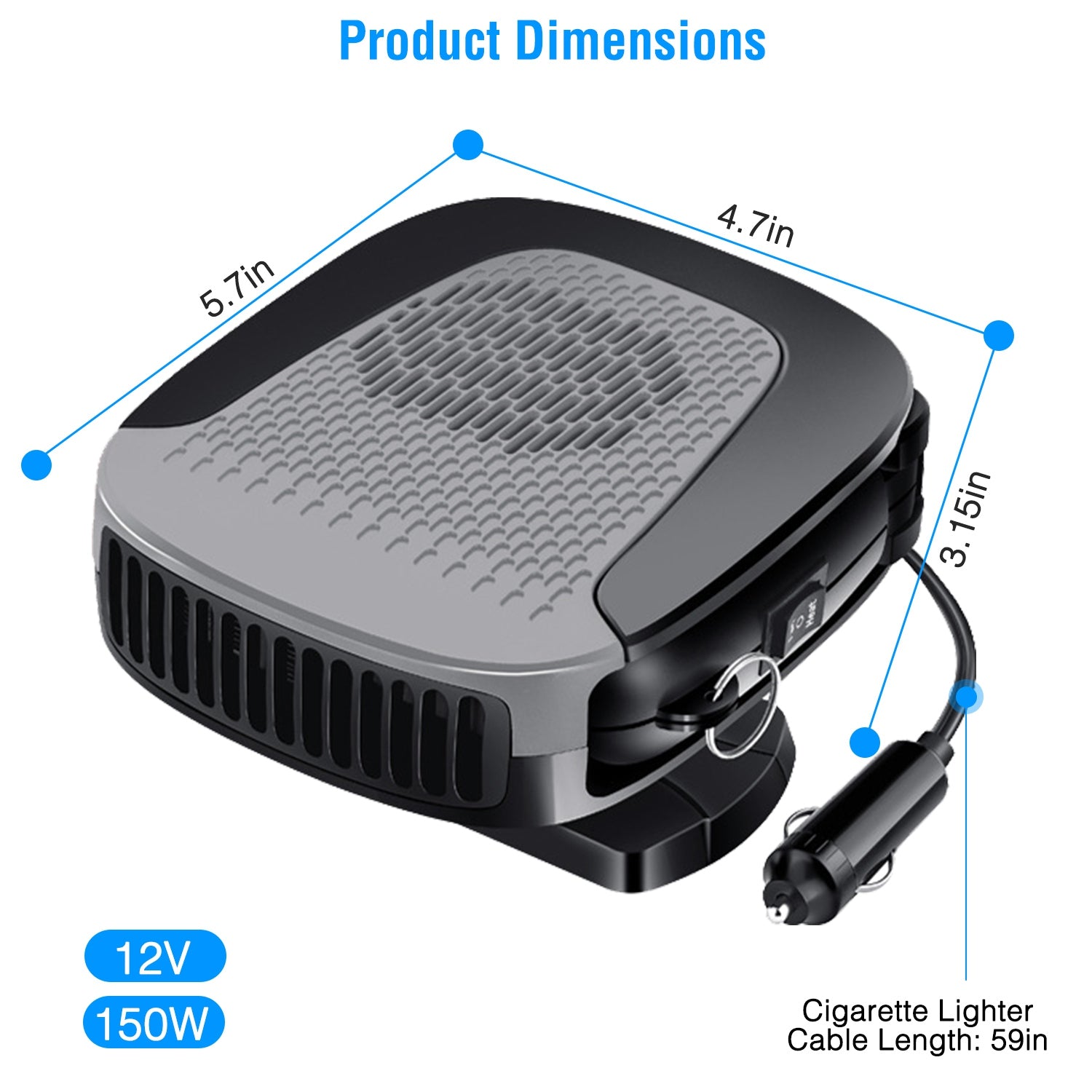 12V 150W Portable Car Auto Heater Heating Fan 2 In 1 Defroster Demister Windshield Heater Automotive Cooling Fan - 5.0 - cjdropshipping