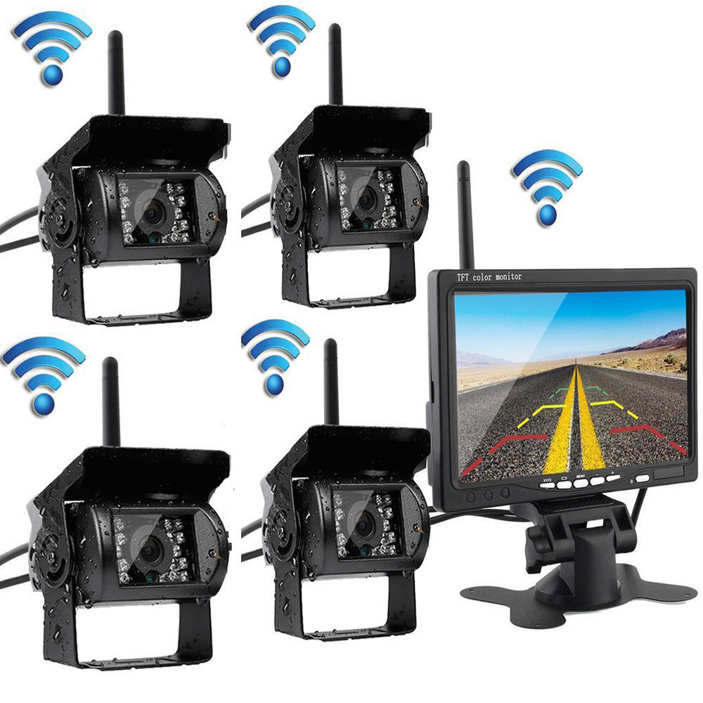 Forklift Truck Harvester 7 Inch Car Wireless Reversing Video Display Camera - 0 - CJ - 7inch wireless with four came - CJQCQCQC02255 - 7inch wireless with four came