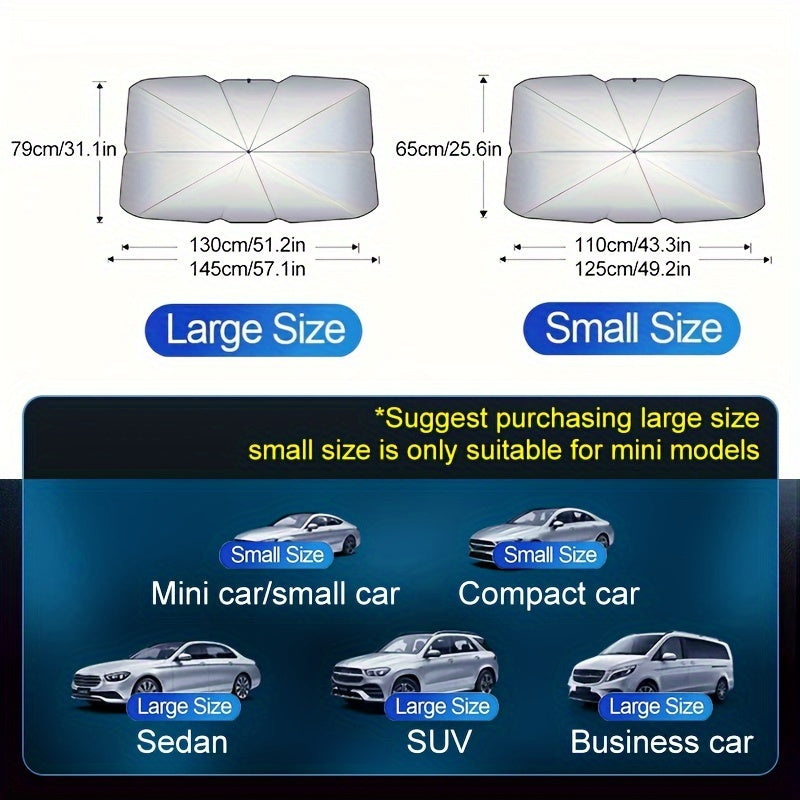 Foldable Car Windshield Sunshade Umbrella, Keep Vehicle Cool, Block UV Rays Protect Car Interior, Easy To Store And Use Heat Reduction, UV Protection, Easy Install - Universal Fit, Durable Material - 5 - CJ