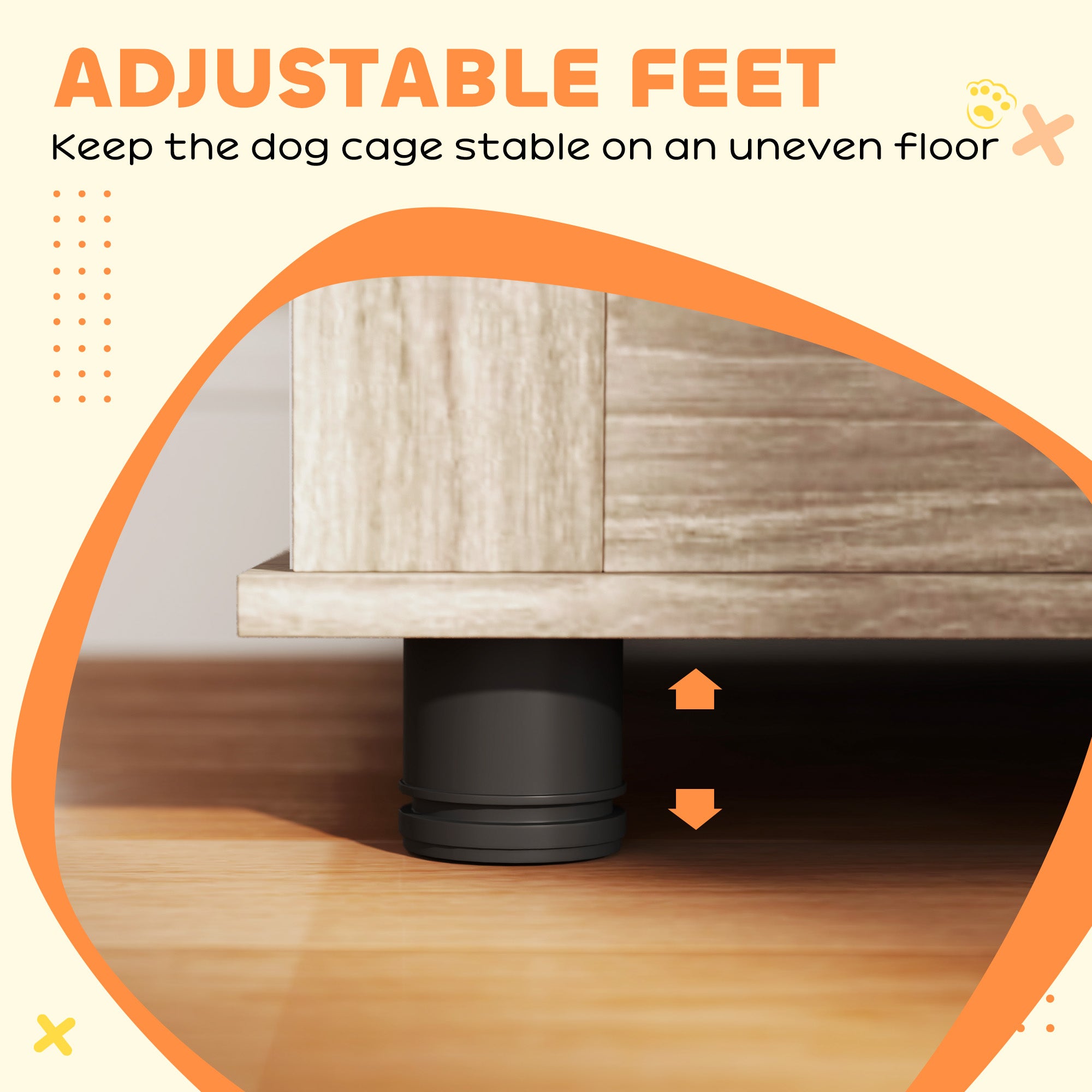 39 Dog Crate Furniture With 2 Doors, Adjustable Non - slip Foot Mats, For Large Dogs, Walnut Brown - 5 - CJ