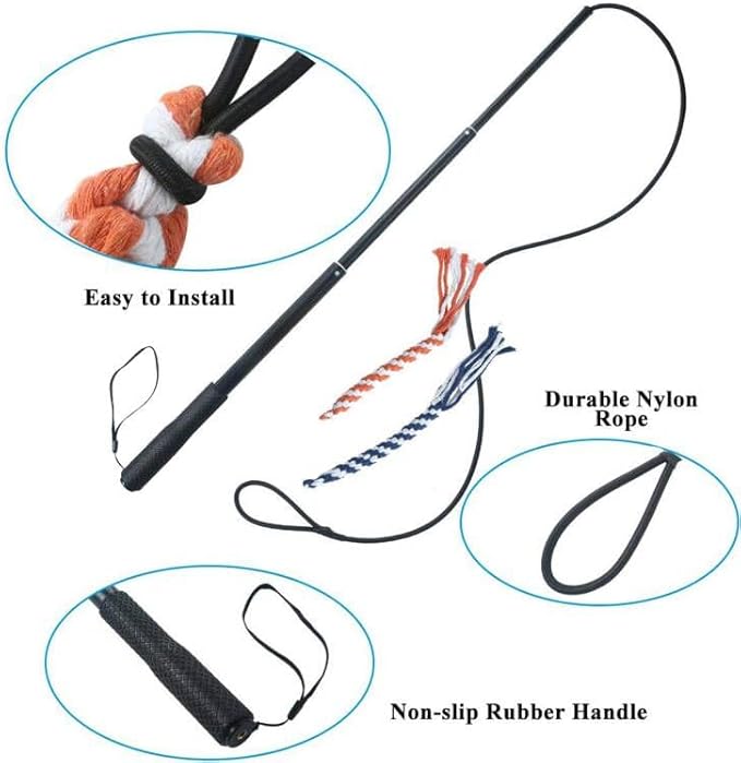 Dog Extendable Teaser Wand Pet Flirt Stick Pole Puppy Chasing Tail Interactive Toy For Small Medium Large Dogs Training Playing Exercise - 5 - CJ
