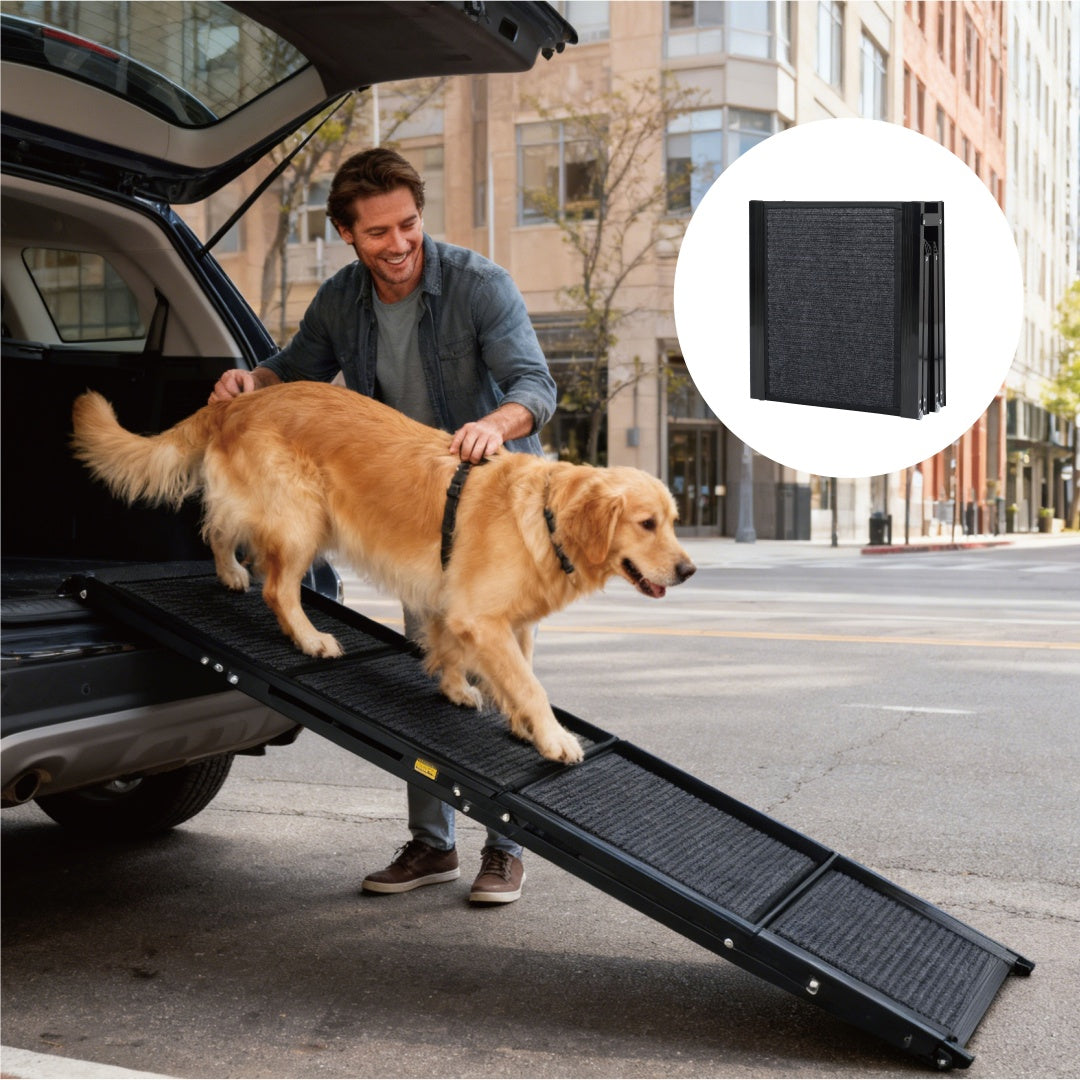Dog Ramp For Car 65x17 Large Folding Pet Stair Ramps For Truck, SUV, With Non - Slip Surface, Up To 250LBS, Outdoor Dog Car Ramp For Medium Large Dogs, Portable Pet Steps - 5 - CJ