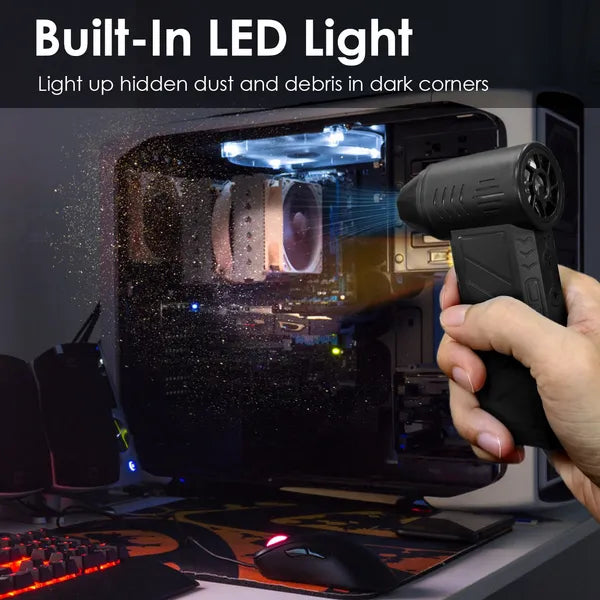 Compressed Air Duster With LED Light Up To 150000RPM Speed For PC Keyboard Cleaning High Speed Rechargeable Cordless Air Blower With 4 Speeds For Home Car Outdoor - 5 - CJ