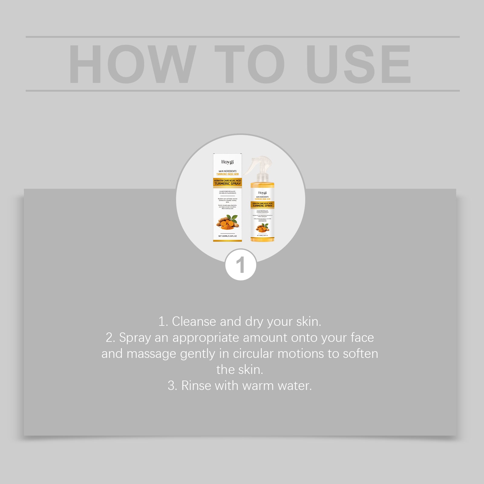 Hoygi Kojic Acid Turmeric Exfoliating Spray Gently Cleanses Facial Keratin And Is A Portable Skin Care Spray - 5 - CJ