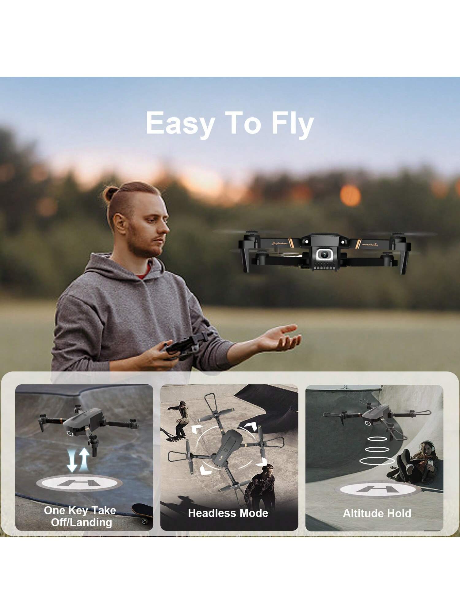V4 Foldable Mini Drone With Camera 4K 1080P HD Drone ,3 Batteries,Drones For Adults Kids,Remote - controlled Quadcopter,Logistics Is Randomly Sent By UPS,USPS, - 5 - CJ