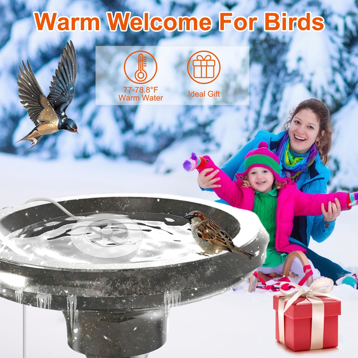 70W Bird Bath Heater For Outdoors Winter Heated Bird Bath Deicer Waterproof Aluminum Alloy Water Heater With Thermostat Auto Shutdown For Yard Patio Farm - 5 - cjdroshippping