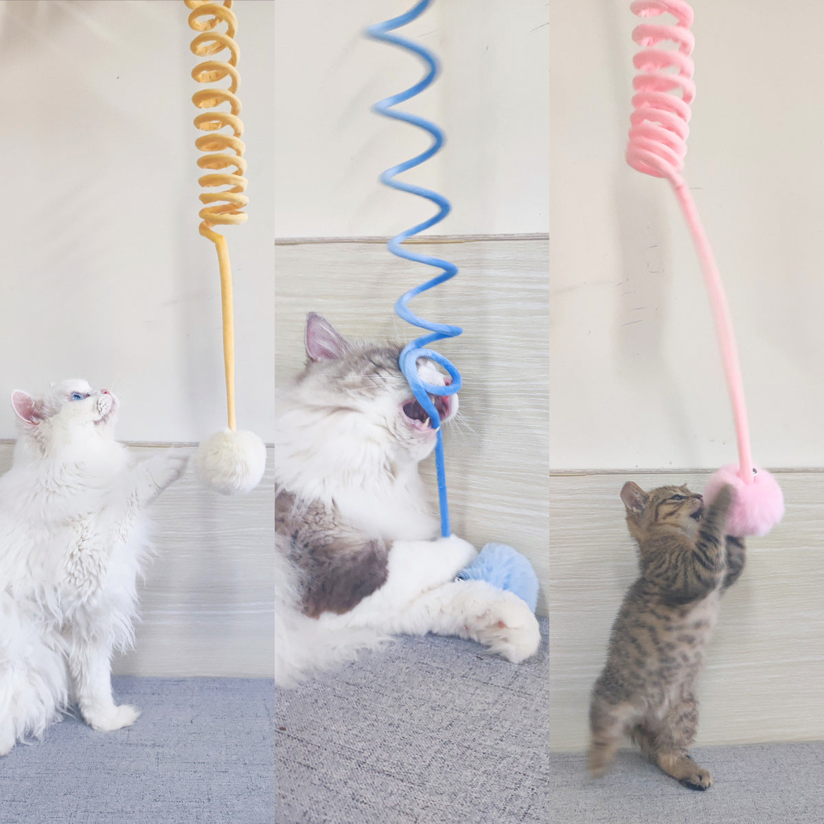 Cat Toy Self - Hi Sucker Spring Rabbit Hair Ball Interactive Play Pet Supplies Interactive Toys - 0 - CJ