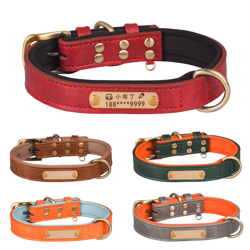 Breathable Dog Collar Retro Leather Dog Leash - 7 - CJ