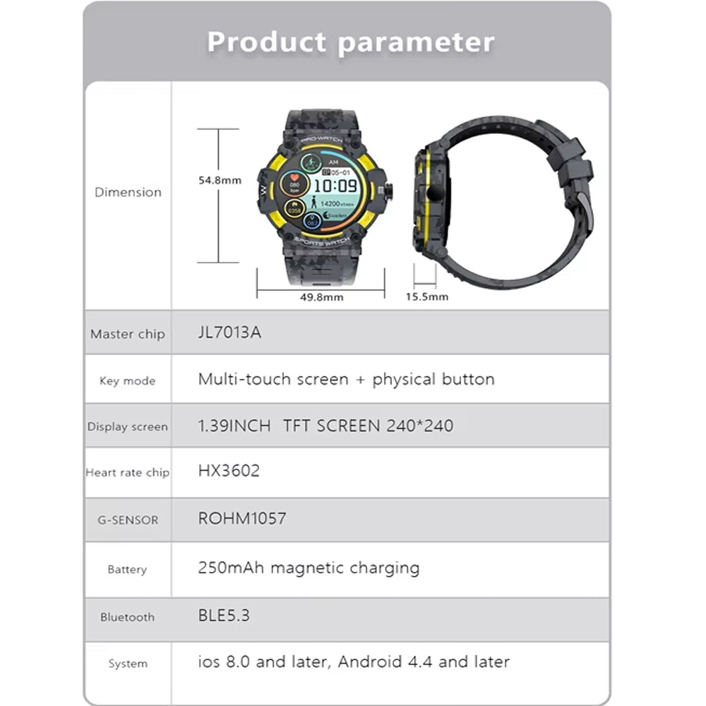 Smartwatch With GPS 1.39 Inch TFT Screen IOS Android Bluetooth 5.3,Sports Smartwatch With LED - 5 - CJ