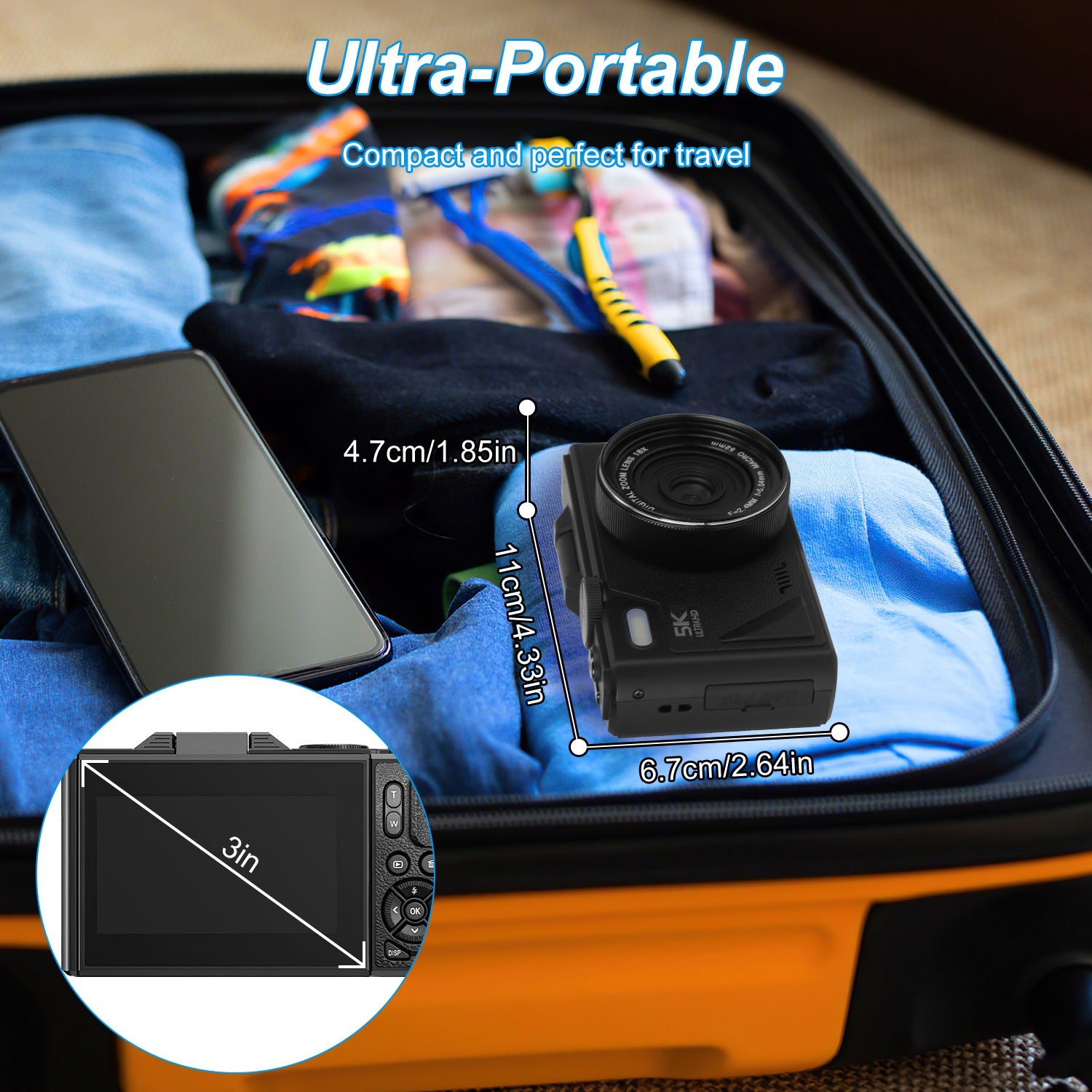 1Pc 5K 75MP Digital Camera For Photography Anti Shake WiFi Vlogging Video Camera With 9 Shooting Modes 18X Zoom Fill Light Webcam Function 2 Batteries 32G MMC Card 180Degree Flip IPS Screen - 5 - CJ