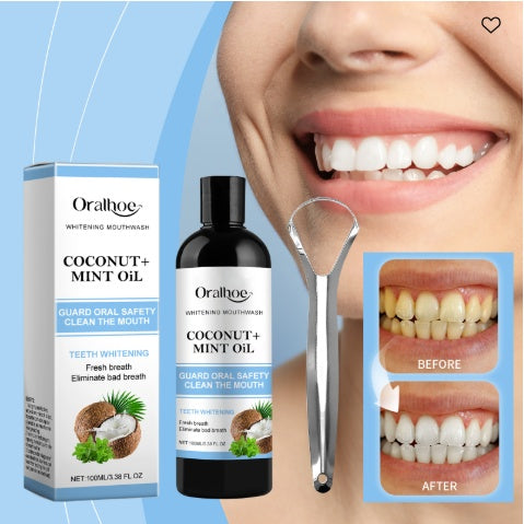 Oralhoe Coconut Mint Oil, Coconut Mint Mouthwash Breath Care Gum Stain Removal Mouthwash - 5 - CJ