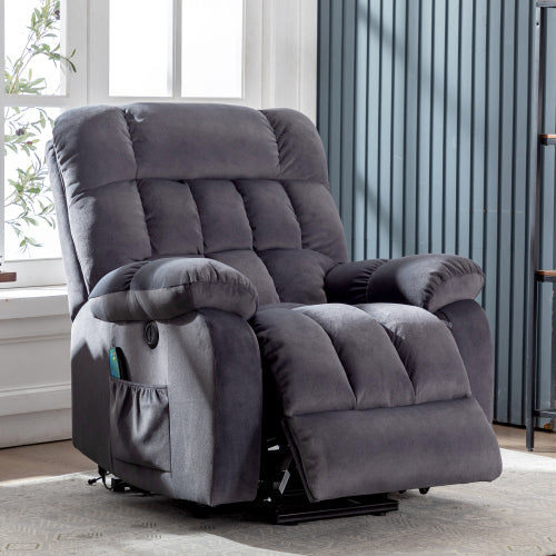 Electric Power Lift Recliner Chair Sofa With Massage And Heat For Elderly 2 Side Pockets USB Ports Single Recliner Chairs For Living Room Overstuffed Breathable Fabric Reclining - 5 - CJ