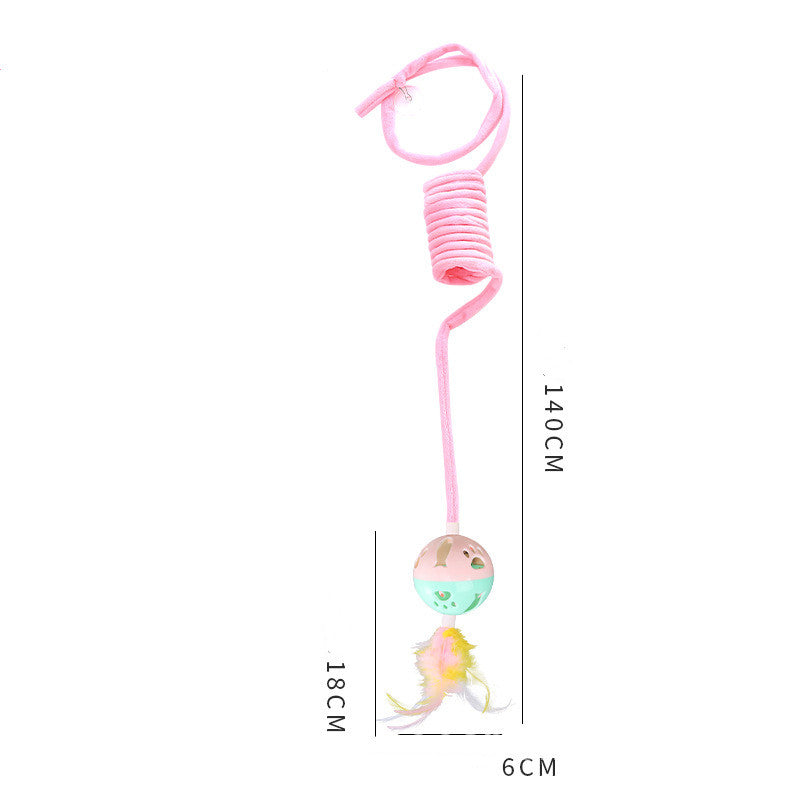 Cat Toy Self - Hi Sucker Spring Rabbit Hair Ball Interactive Play Pet Supplies Interactive Toys - 0 - CJ - Pink - Bell Badminton - CJMY153256504DW