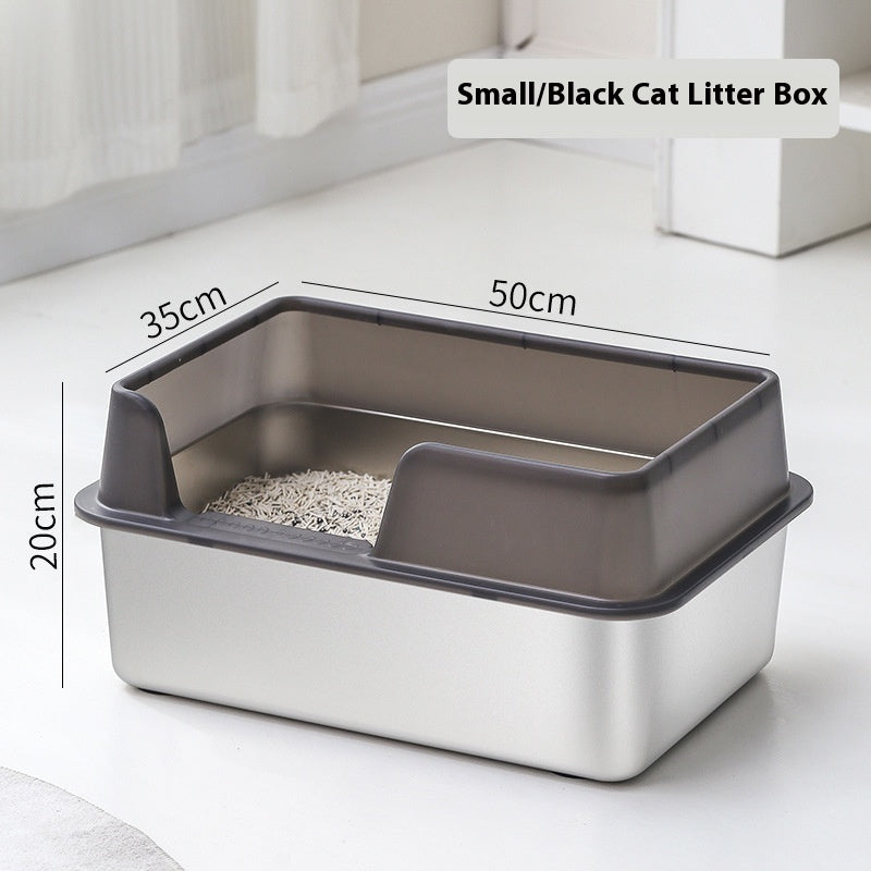 Stainless Steel Litter Box High Fence Anti - splash - 0 - CJ - Black - 50x35x20 - CJYD204371503CX
