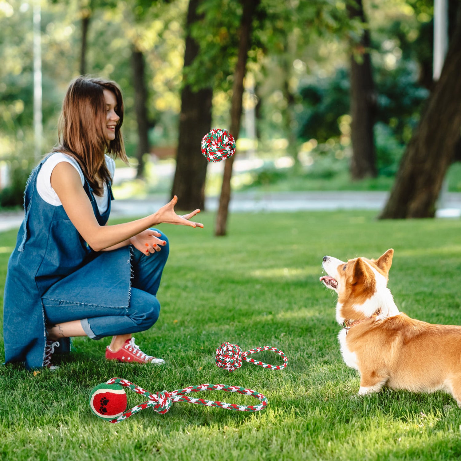 Set Of 5Pcs Christmas Dog Rope Chew Toys Dog Interactive Toys Set For Puppy Small Medium Aggressive Chewers Dogs Training Teething Playing - 5 - CJ