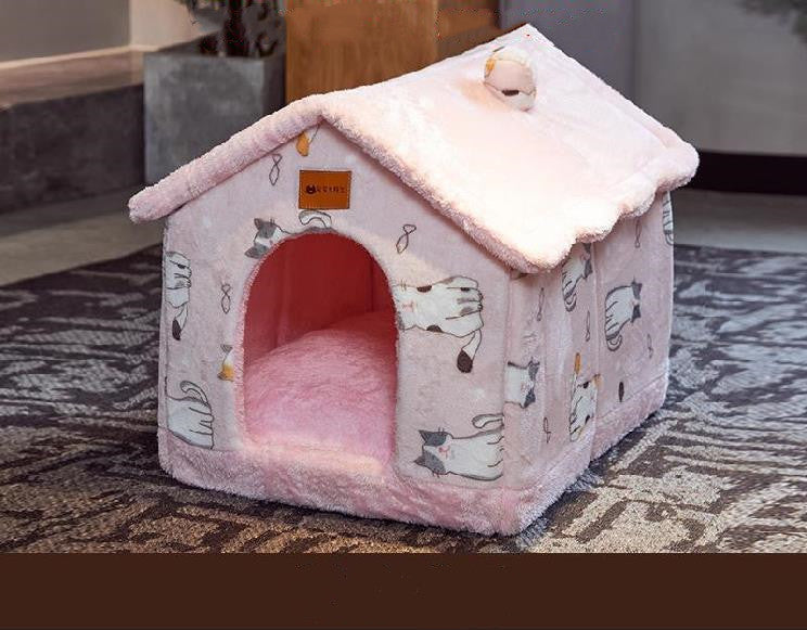 Foldable Dog House Pet Cat Bed Winter Dog Villa Sleep Kennel Removable Nest Warm Enclosed Cave Sofa Pets Supplies - 0 - CJ