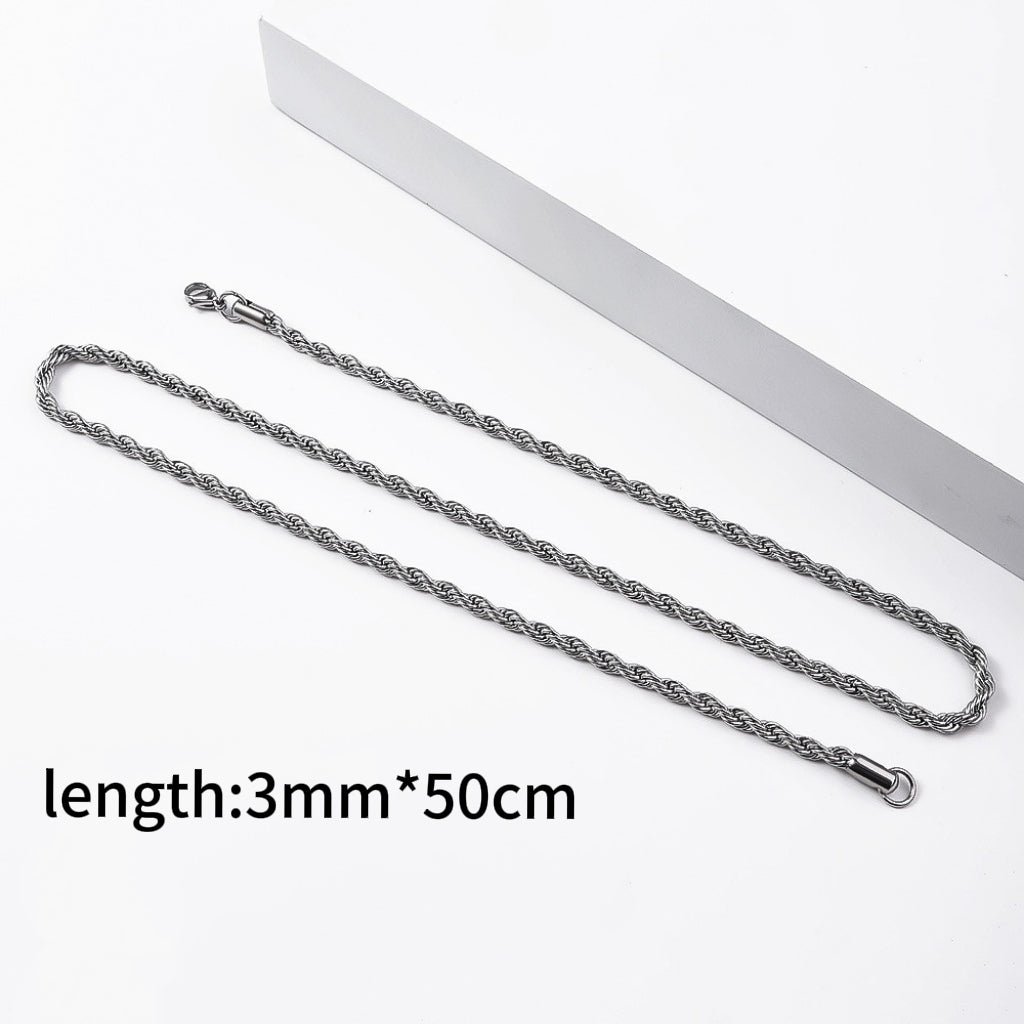 1pc Stainless Steel Twist Chain Necklace,Daily Wear Essential,Ideal Gift For Jewelry Enthusiasts And Crafters - 5 - CJ