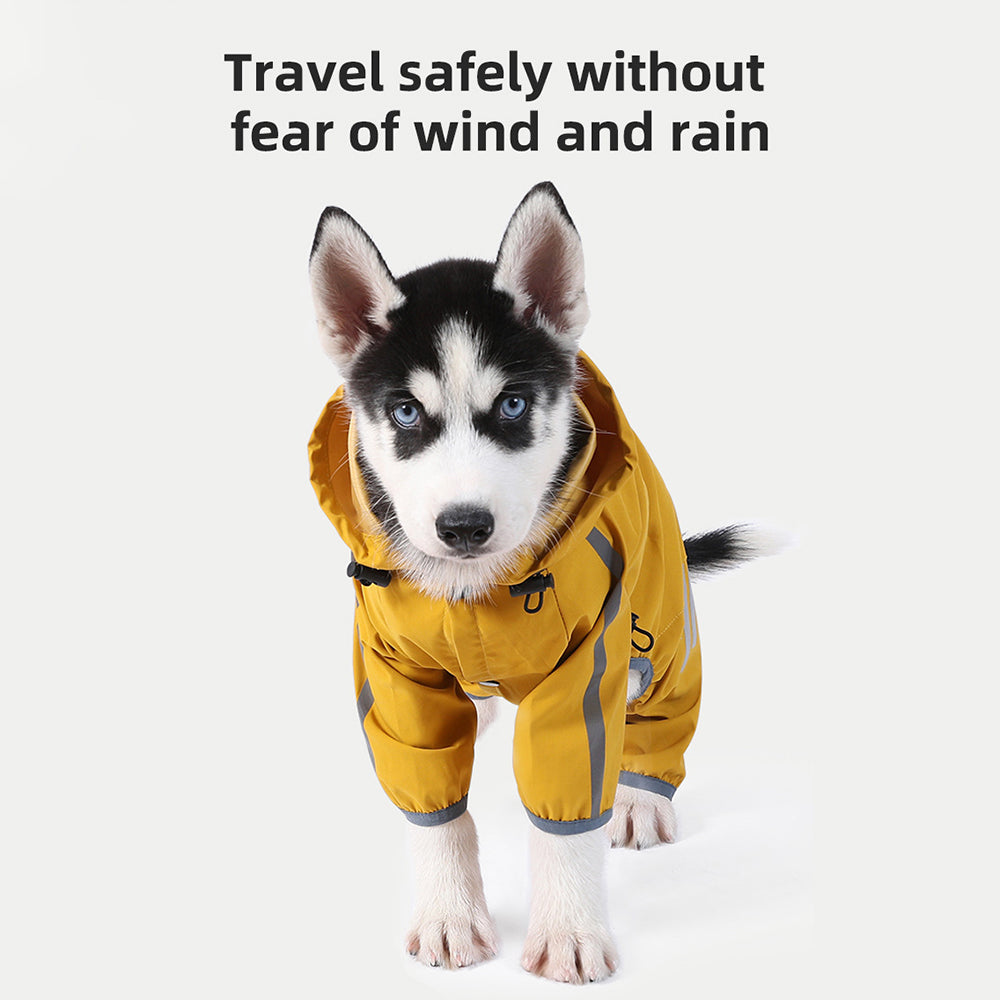 Dog Raincoat With Reflective, Waterproof Dog Rain Jacket With Hood, Leash Hole, Reflective Strap For Small Medium Dogs, Lightweight Puppy Clothes - 5 - CJ