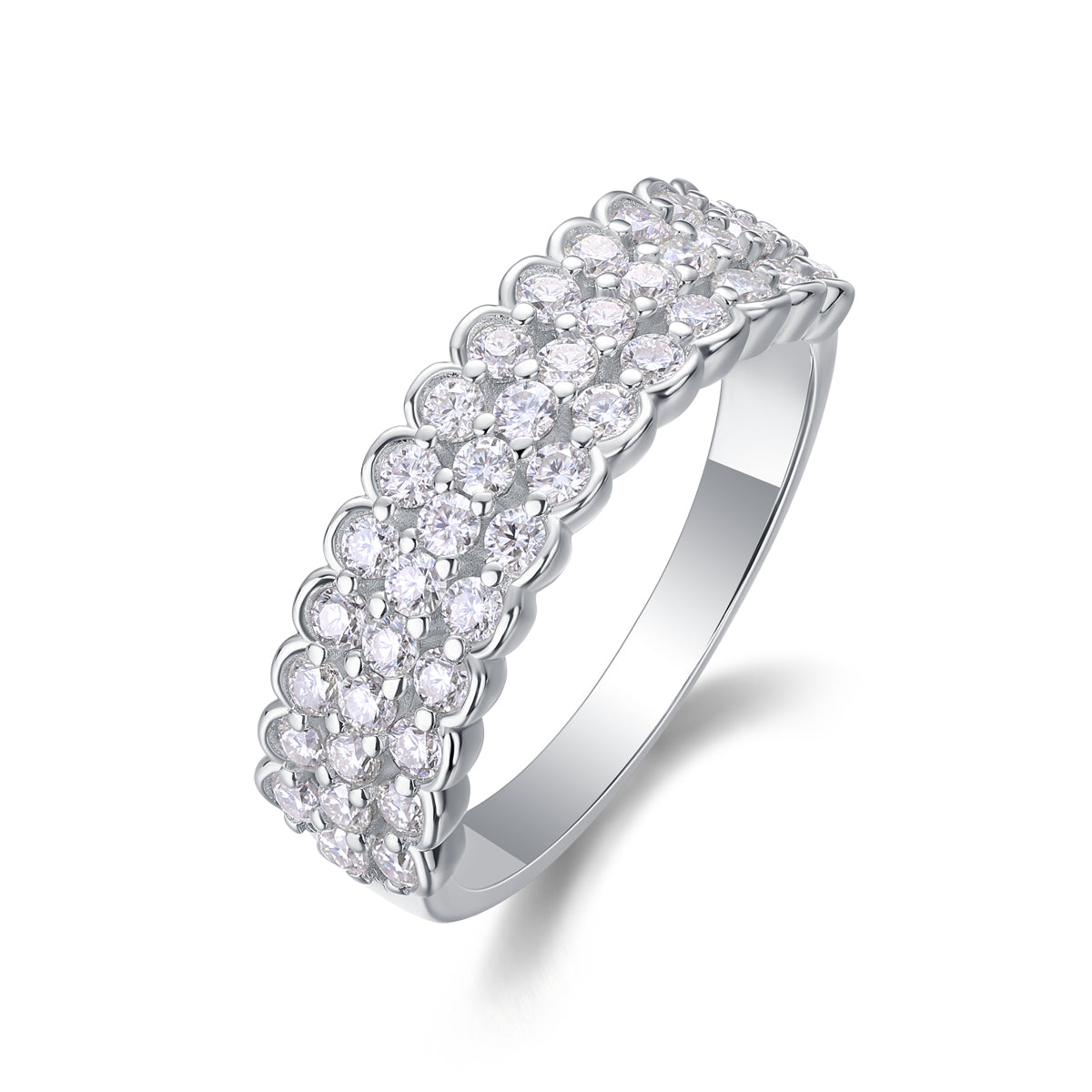 1Multi - row Diamond Ring Luxury Fashion Set Moissanite Silver Ring Prohibit Tk Sales - 5 - CJ
