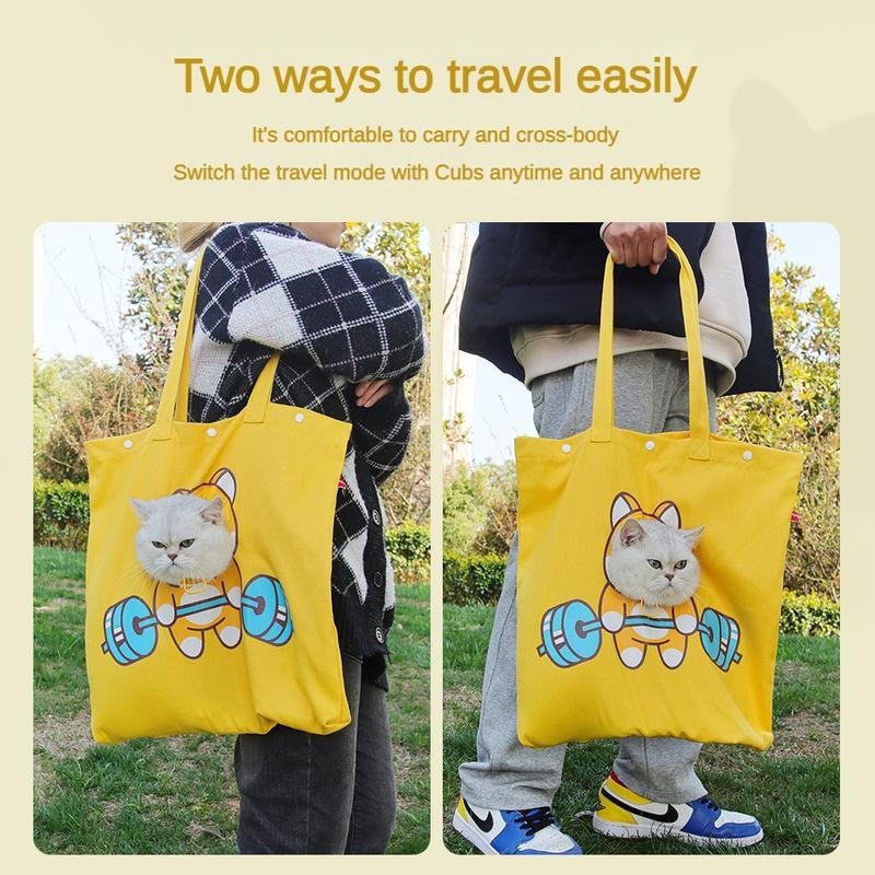Pet Canvas Shoulder Bag, Cute Animal ShapedCat Carrier Canvas Bags,Portable Pet CanvasTote Chest Bag That Can Expose Head,OutdoorTravel Pet Carrier For Cats Dogs Pet Supplies - 5 - CJ