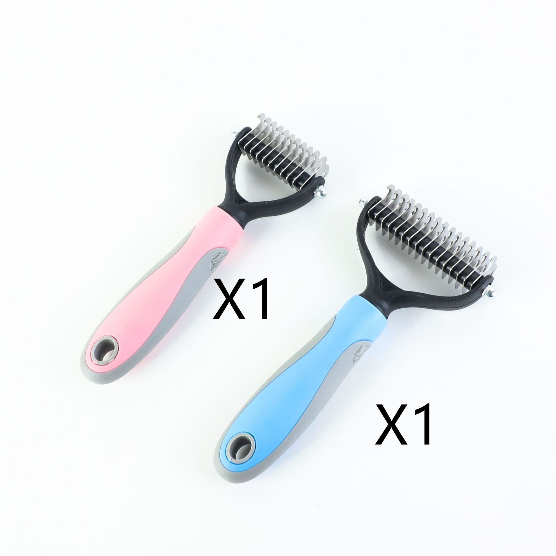 Stainless Double - sided Pet Brush Hair Removal Comb Grooming Dematting Dog Grooming Shedding Tools - 0 - CJ - 1Blue1Pink - 9.5x17.5cm - CJJJCWGY00462 - 1Blue1Pink - 9.5x17.5cm