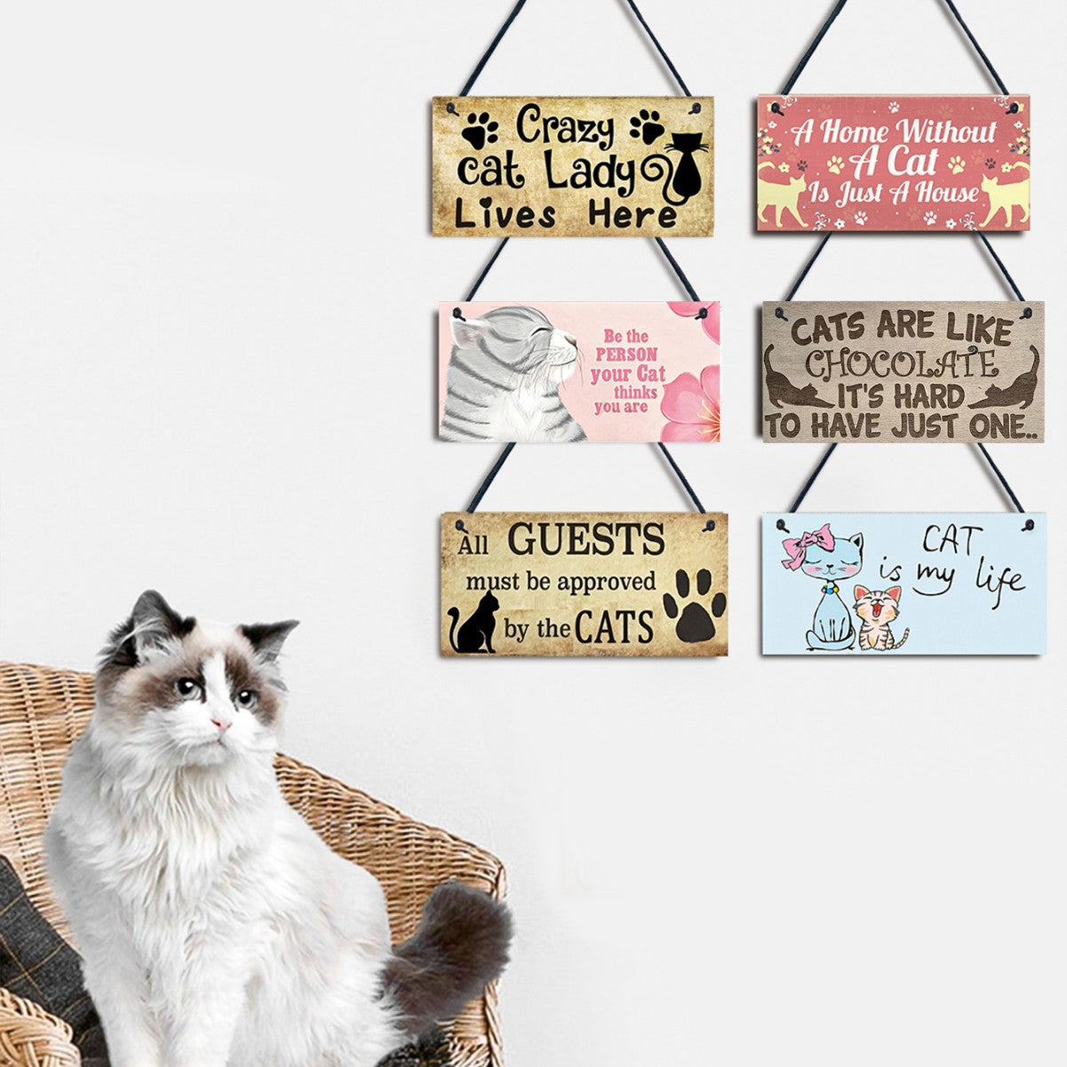 Wooden Cat Pendant For Pets Vintage Style - 0 - CJ