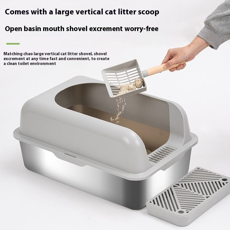 Alloy Litter Box Easy To Clean Widen And Thicken Leak - proof Sand Large Space Semi - closed Cat Toilet - 0 - CJ