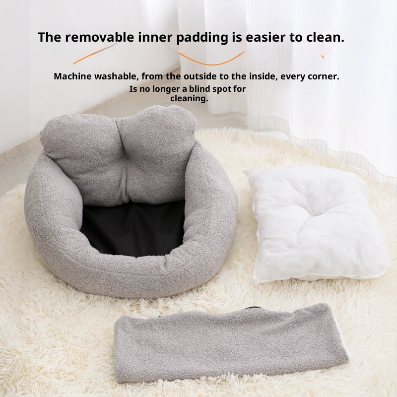 Winter Dog Teddy Fleece Heart - shaped Bed Removable And Washable - 0 - CJ