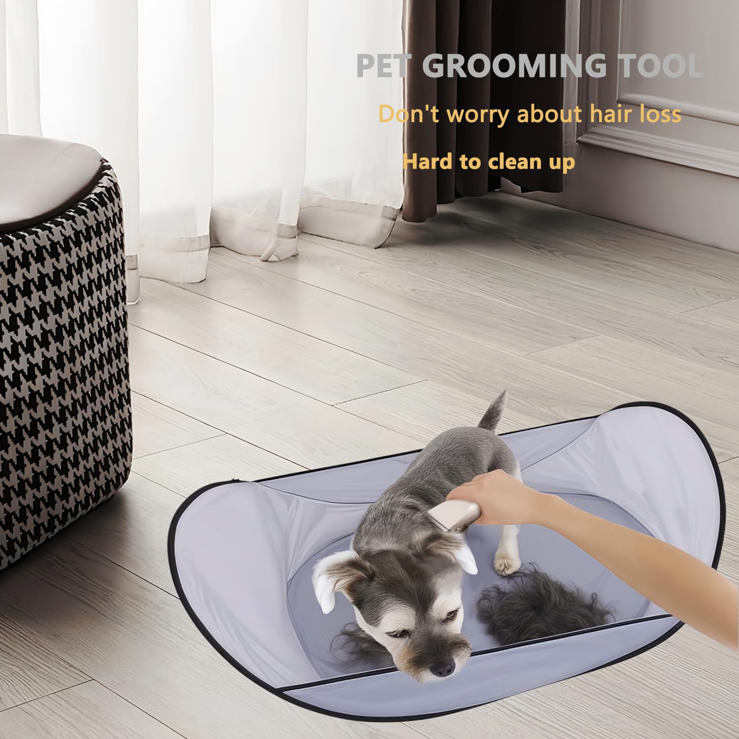 Easy Dog And Cat Hair Catcher Tent - Waterproof Adjustable Neat Barbering Cape For Easy Trimming And Shaving Pet Grooming - 5 - CJ