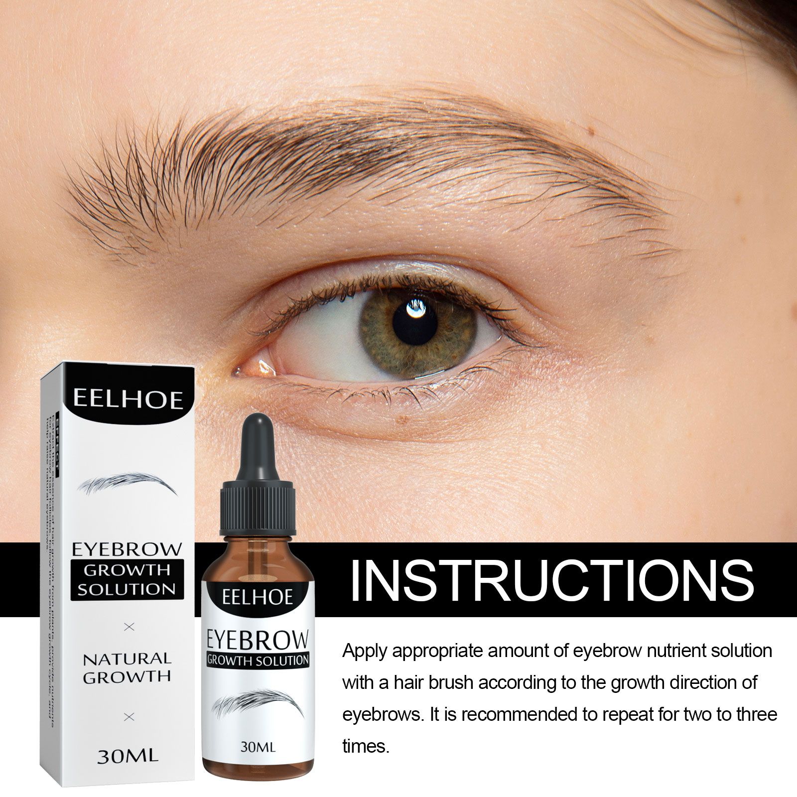 EELHOE Eyebrow Liquid - Black, Dense Natural Essential Oil Liquid For Thick Eyebrow Repair, Gentle Moisturizing Care Liquid - 5 - CJ