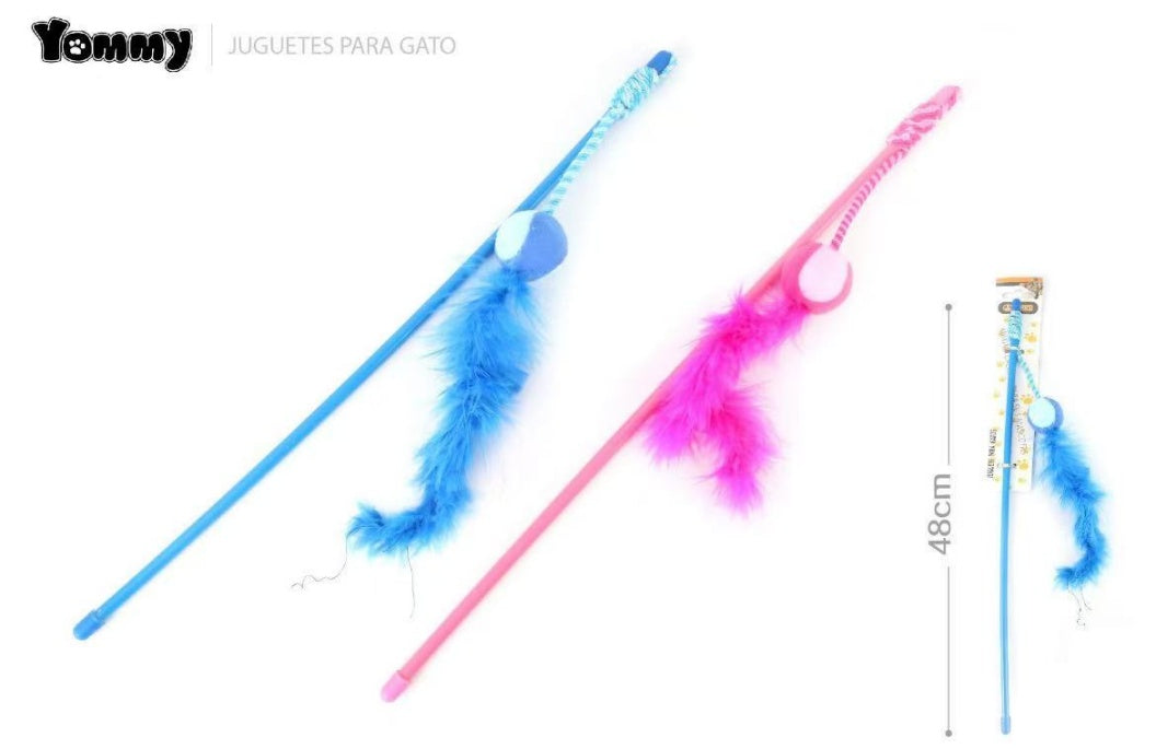 Small Ball Turkey Feather Cat Teaser - 5 - CJ