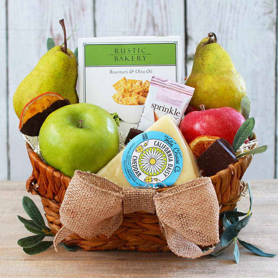 Heartfelt Harvest: Fruit & Cheese Sympathy Basket - GreatArrivals