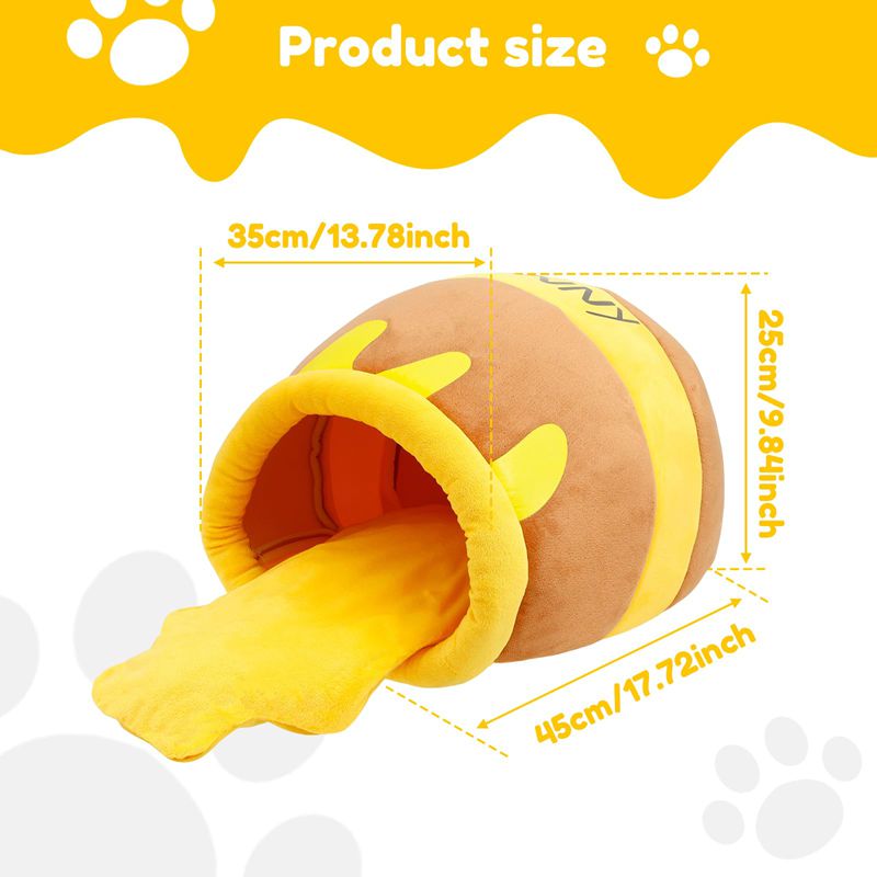 Honey Pot Cat Bed, Comfortable Memory Foam Cat Cave Bed, Honey Pot Pet Nest Pet Cave Bed, Kitten Cave Bed Sleeping House, Cute Cartoon Design Semi Closed Cat Cave Bed For Small Cats - 4 - CJ