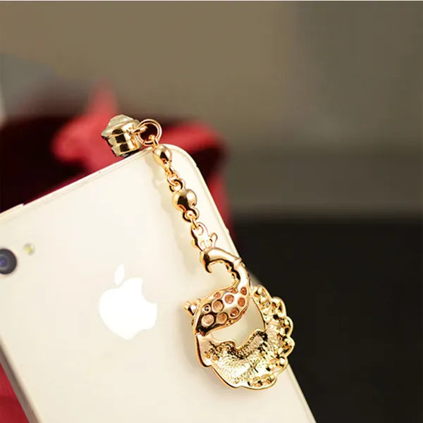 Colorful Crystal Diamond Phoenix Dust Cap Pendant For Cell Phone 3.5mm Jack - 5 - CJ